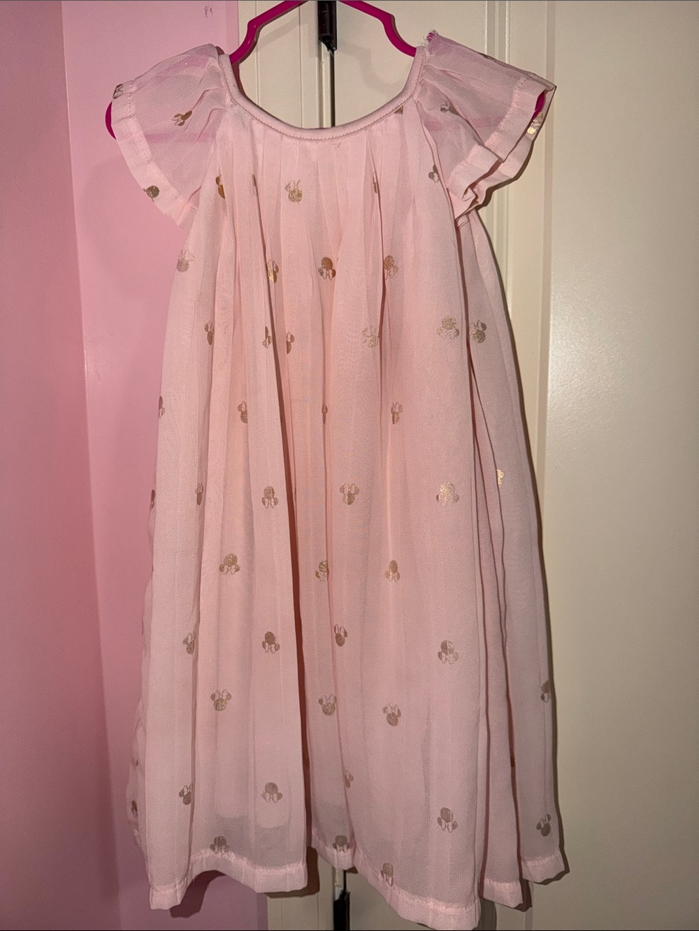 Disney Pink Dress with Gold Minnie Dot Accents